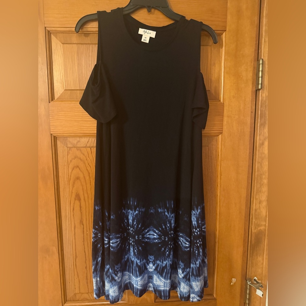 Style & Co. Dress black and tie dye cold shoulder size XS